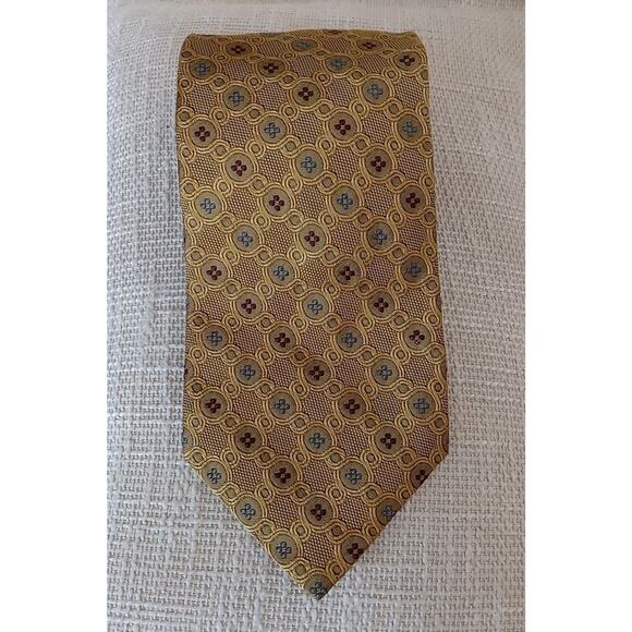 GITMAN BROS Tie Gold Blue 3”x 59” 100% Silk Made USA Excl’t Cond - Picture 1 of 4